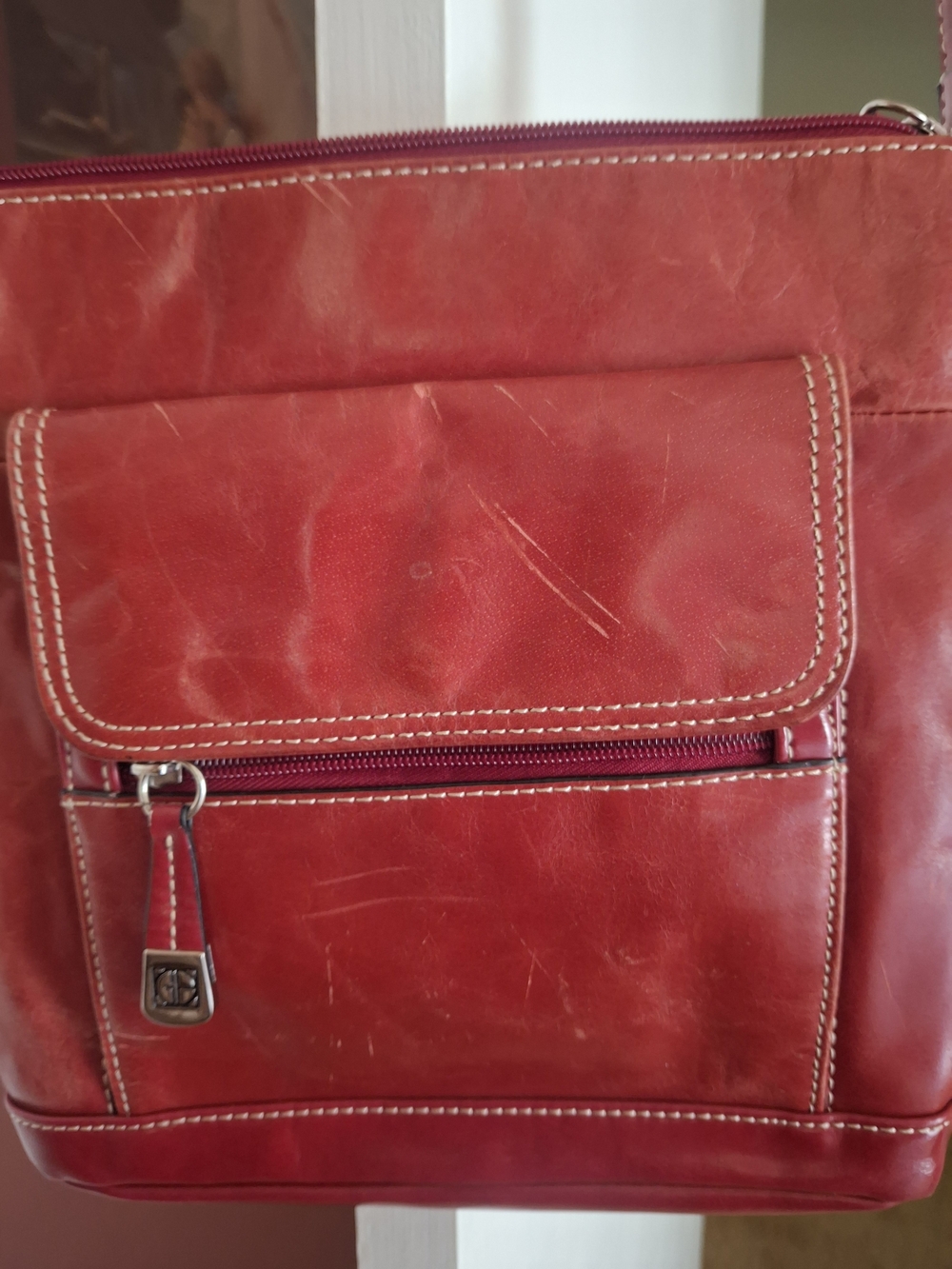 Smooth Red Leather Giani Bernini Crossbody Bag